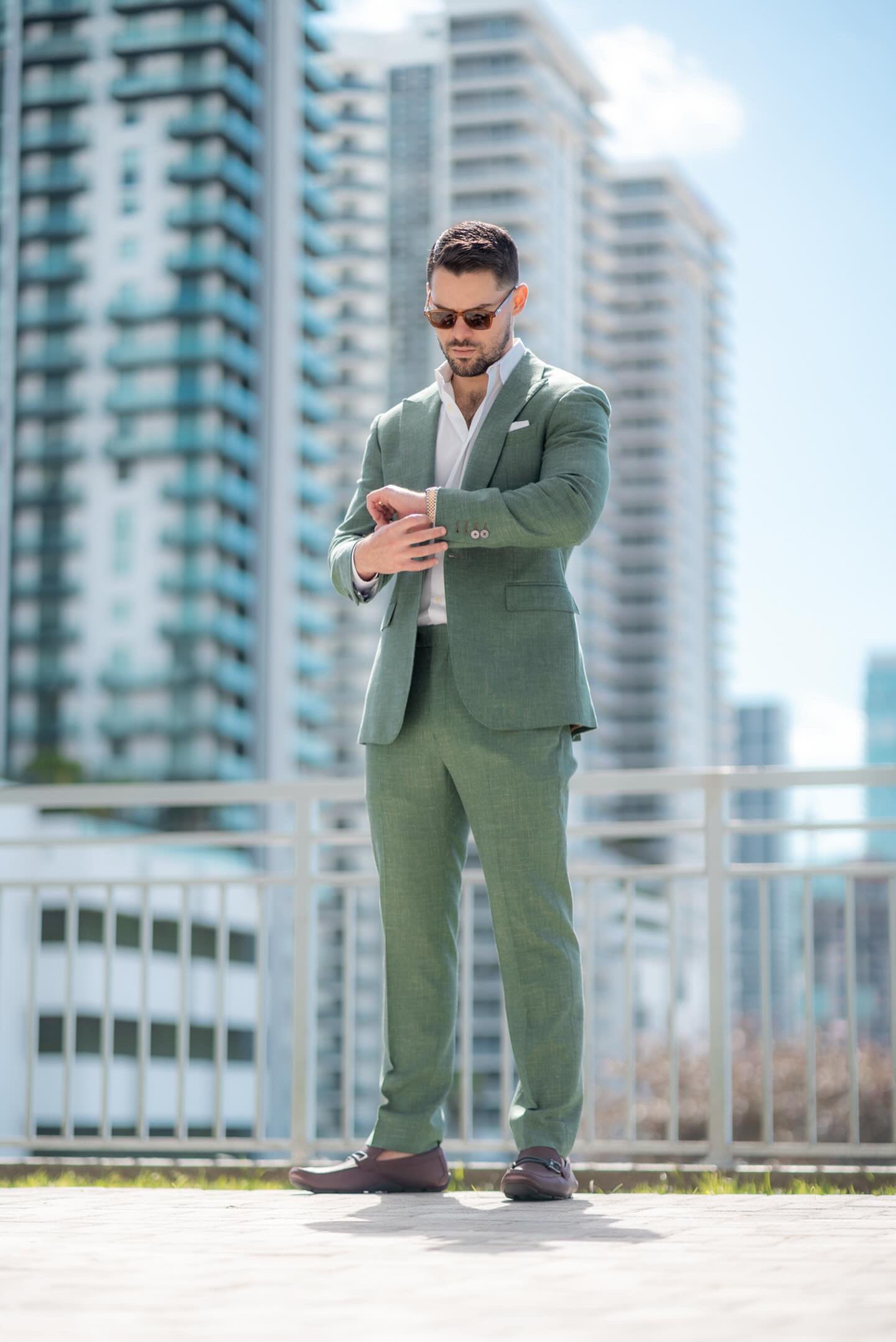 Green Silk and Wool Suit