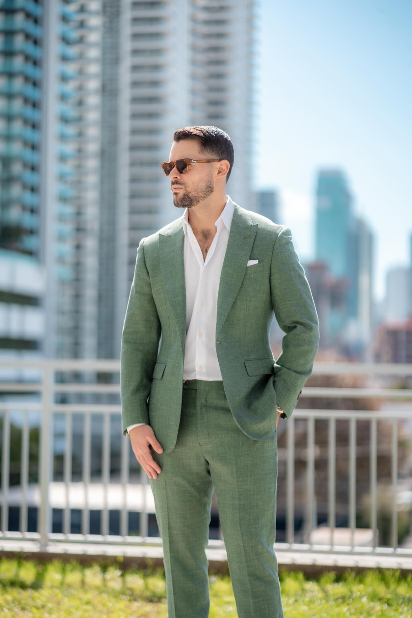 Green Silk and Wool Suit