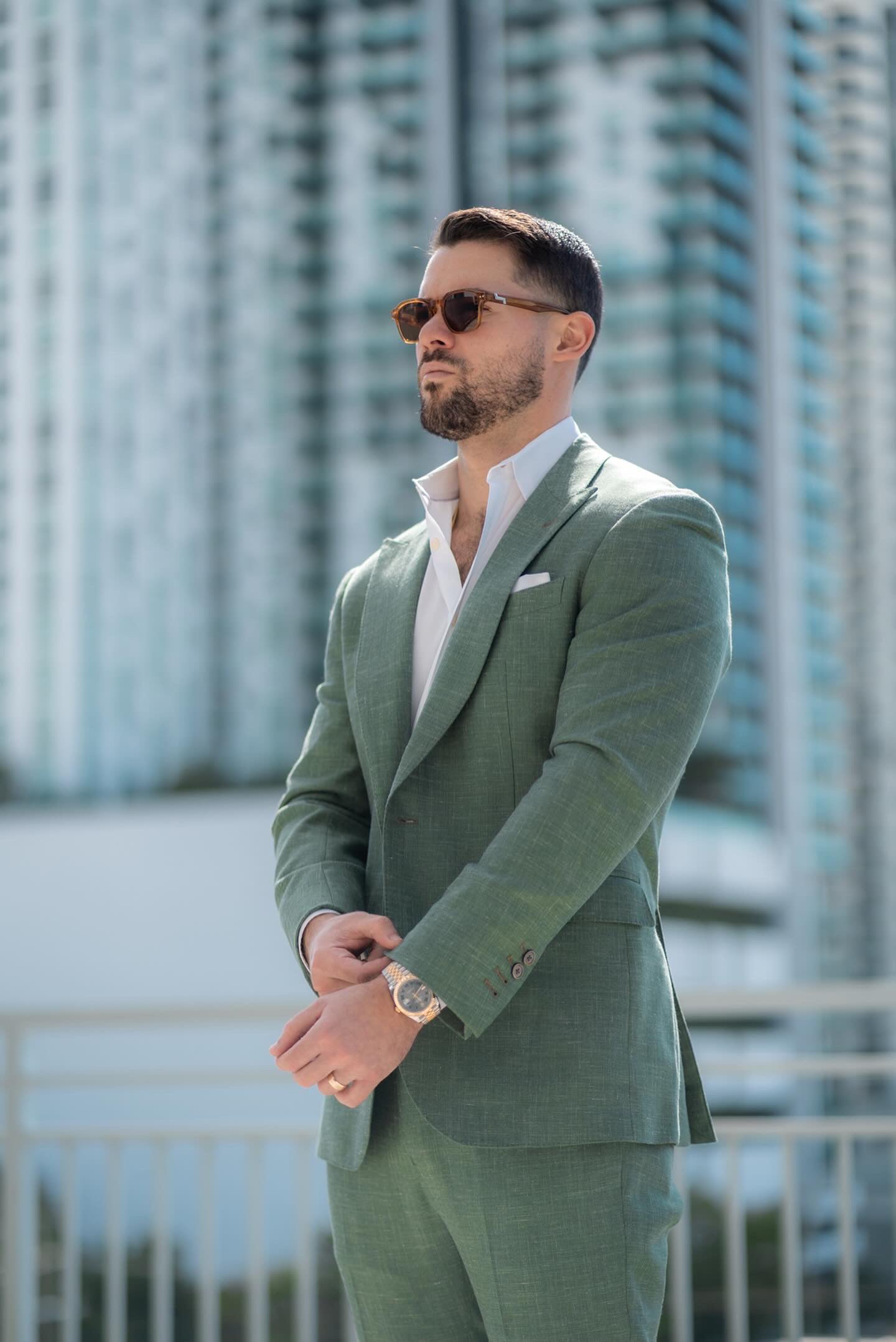 Green Silk and Wool Suit